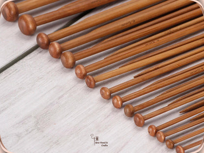 36 Pcs Carbonized Bamboo Knitting Needle Set, Single Point Knitting Needles