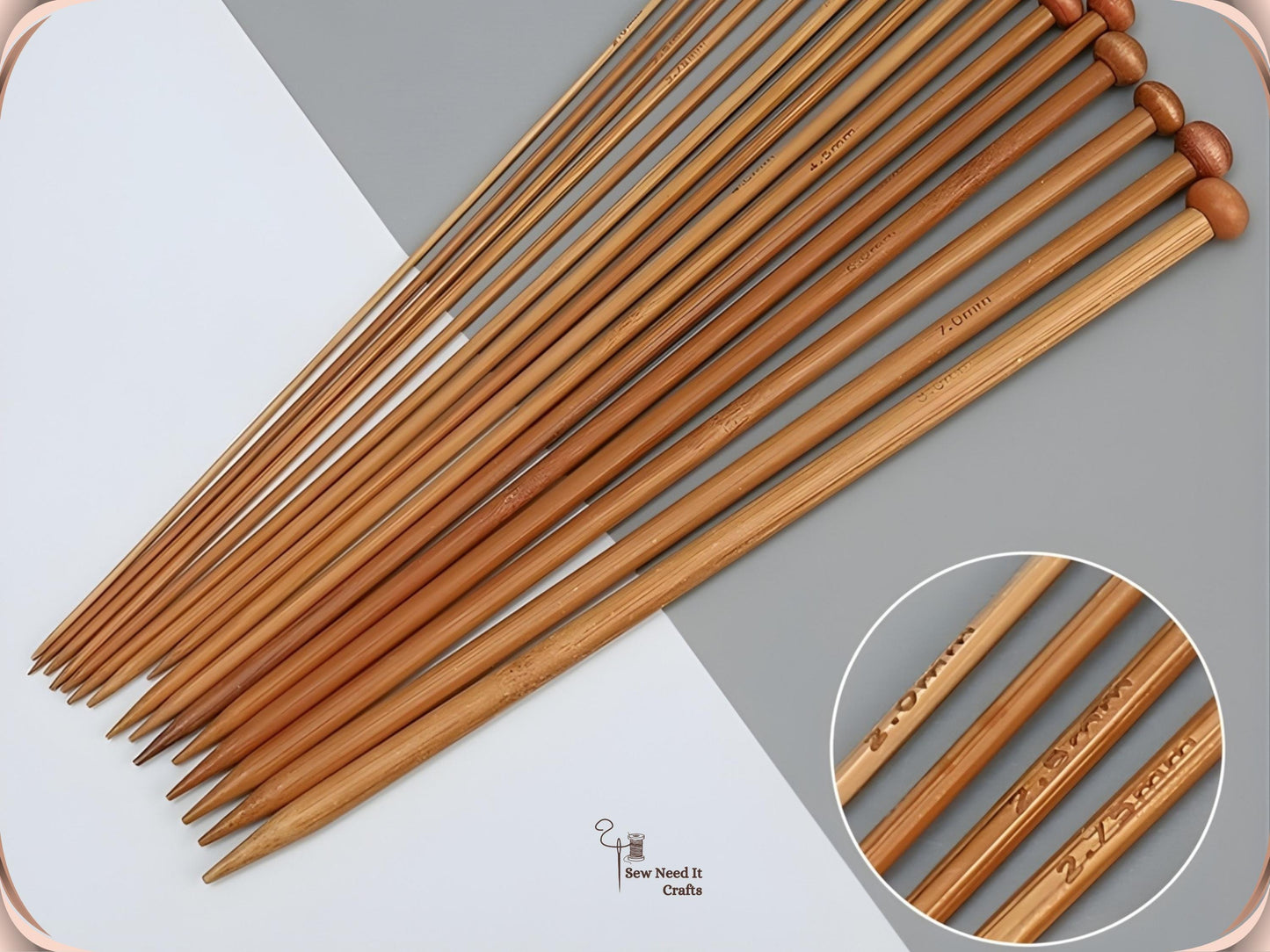 36 Pcs Carbonized Bamboo Knitting Needle Set, Single Point Knitting Needles