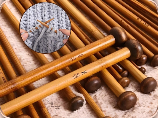 36 Pcs Carbonized Bamboo Knitting Needle Set, Single Point Knitting Needles