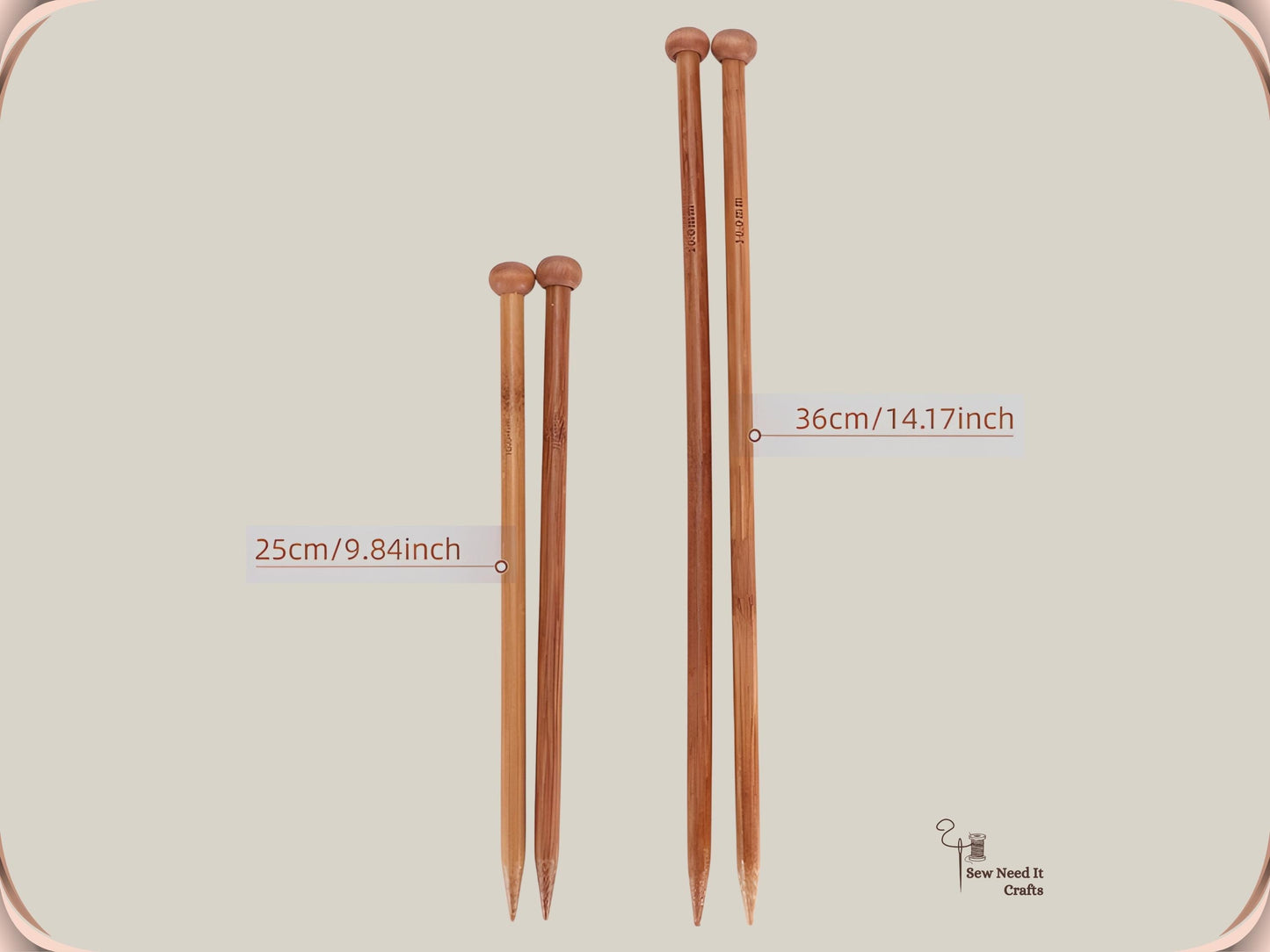 36 Pcs Carbonized Bamboo Knitting Needle Set, Single Point Knitting Needles