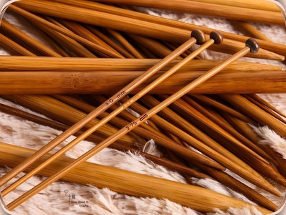 36 Pcs Carbonized Bamboo Knitting Needle Set, Single Point Knitting Needles