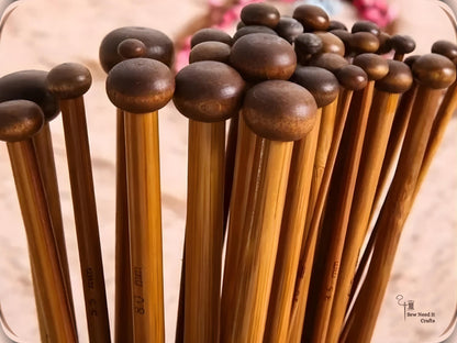 36 Pcs Carbonized Bamboo Knitting Needle Set, Single Point Knitting Needles