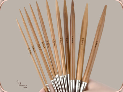 Wood Circular Knitting Needles 80cm 3-10mm, Bamboo Circular Knitting Needles