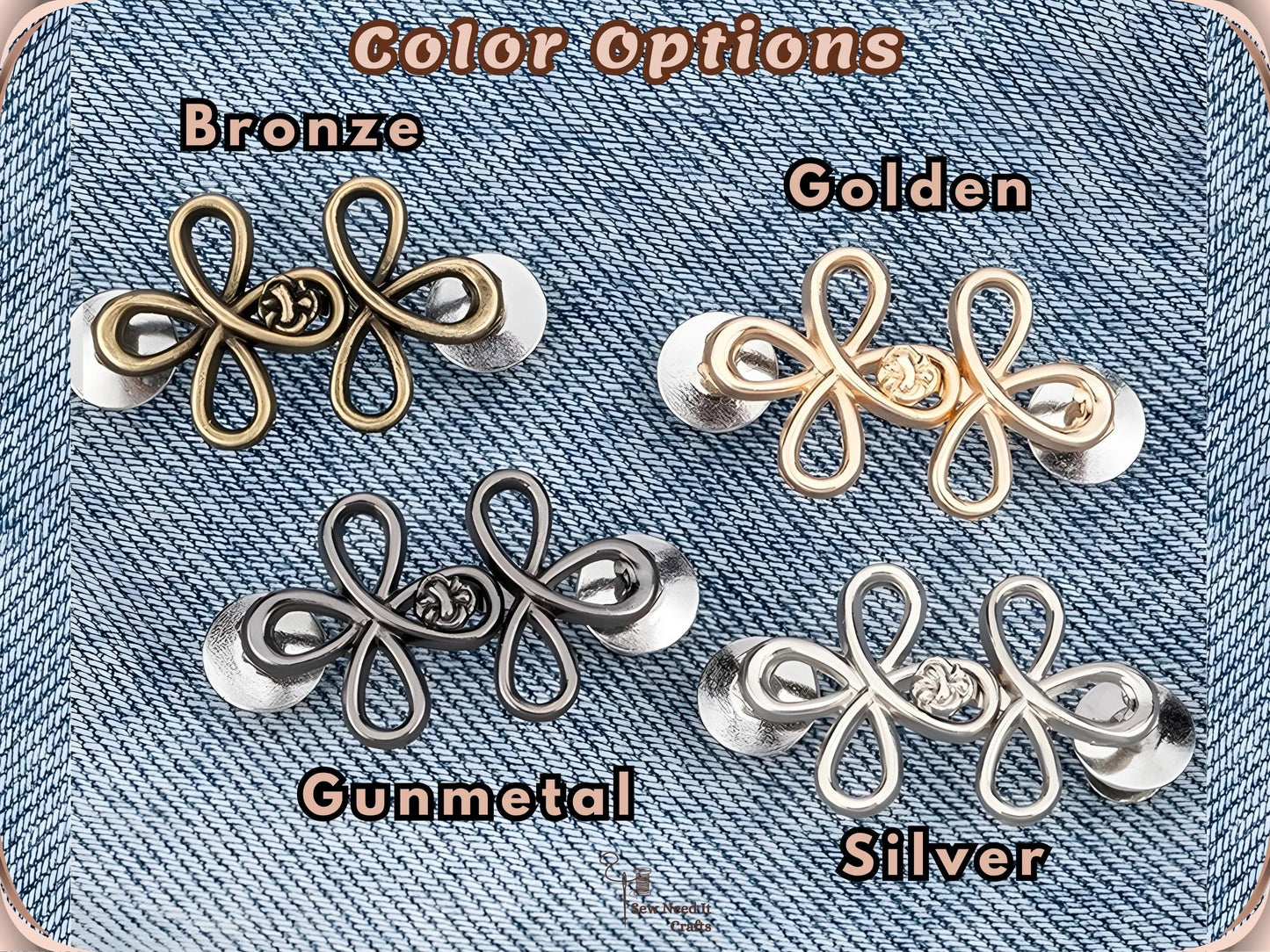 No Sew Waist Adjusters for Pants, Jeans Waist Tightener, Clover Flower Design