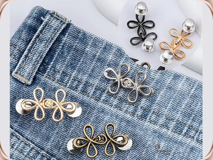 No Sew Waist Adjusters for Pants, Jeans Waist Tightener, Clover Flower Design