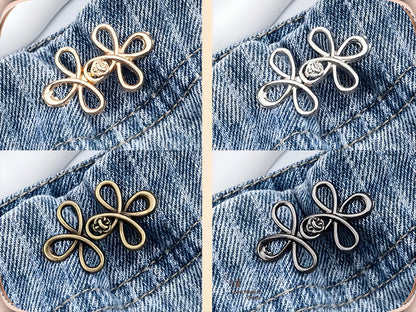 No Sew Waist Adjusters for Pants, Jeans Waist Tightener, Clover Flower Design