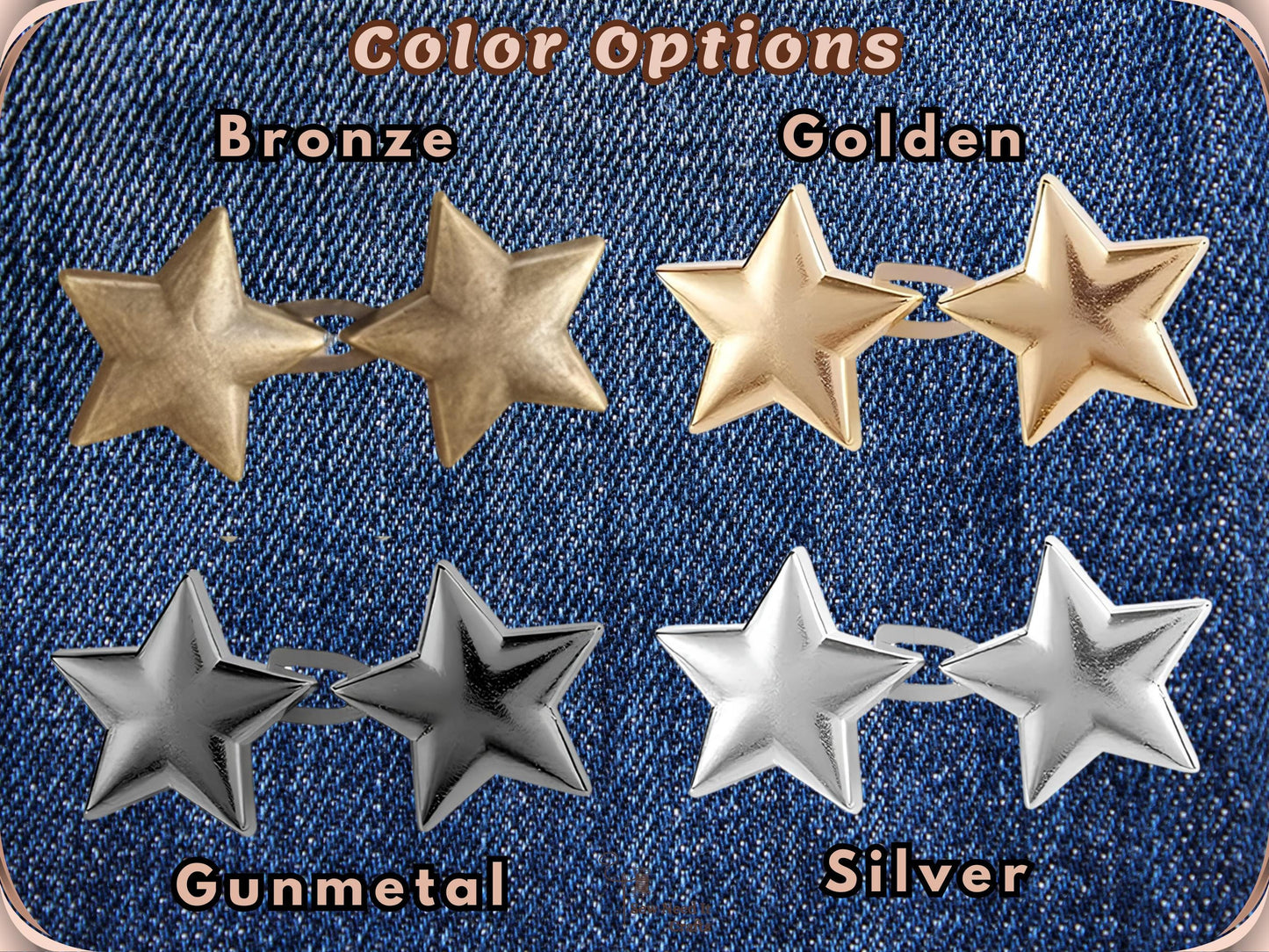 No Sew Waist Adjusters for Pants, Jeans Waist Tightener, Star Shape Design