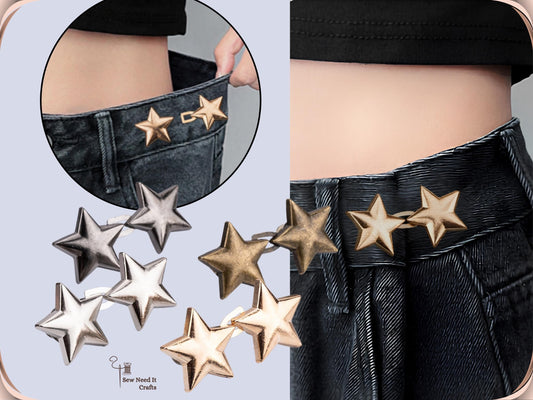 No Sew Waist Adjusters for Pants, Jeans Waist Tightener, Star Shape Design