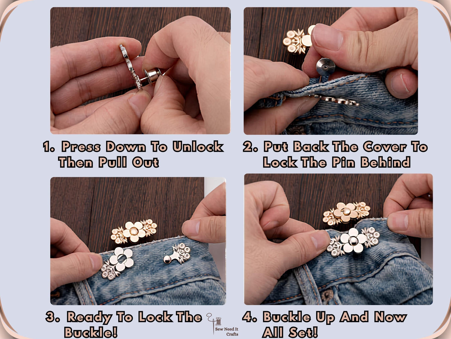 No Sew Waist Adjusters for Pants, Jeans Waist Tightener, Floral Pant Tightener