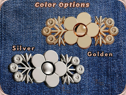 No Sew Waist Adjusters for Pants, Jeans Waist Tightener, Floral Pant Tightener