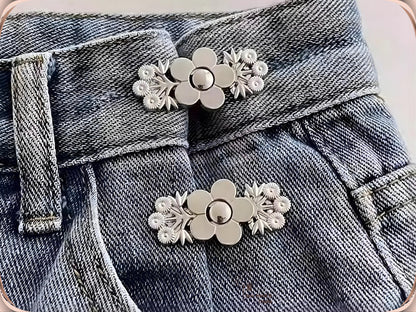 No Sew Waist Adjusters for Pants, Jeans Waist Tightener, Floral Pant Tightener