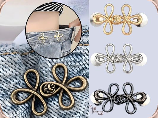 No Sew Waist Adjusters for Pants, Jeans Waist Tightener, Clover Flower Design