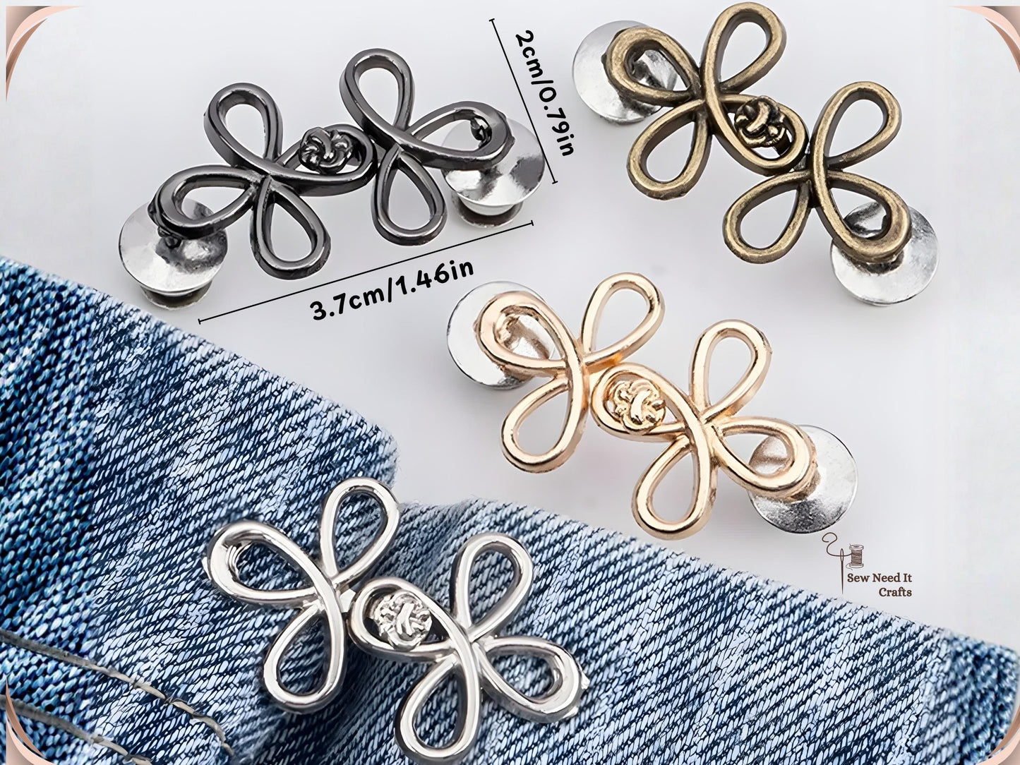 No Sew Waist Adjusters for Pants, Jeans Waist Tightener, Clover Flower Design