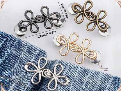 No Sew Waist Adjusters for Pants, Jeans Waist Tightener, Clover Flower Design