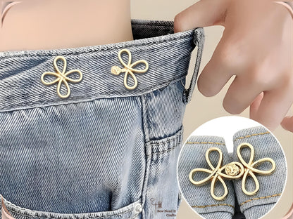 No Sew Waist Adjusters for Pants, Jeans Waist Tightener, Clover Flower Design