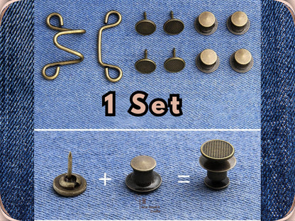No Sew Waist Adjusters for Pants, Jeans Waist Tightener, Classic Button Design