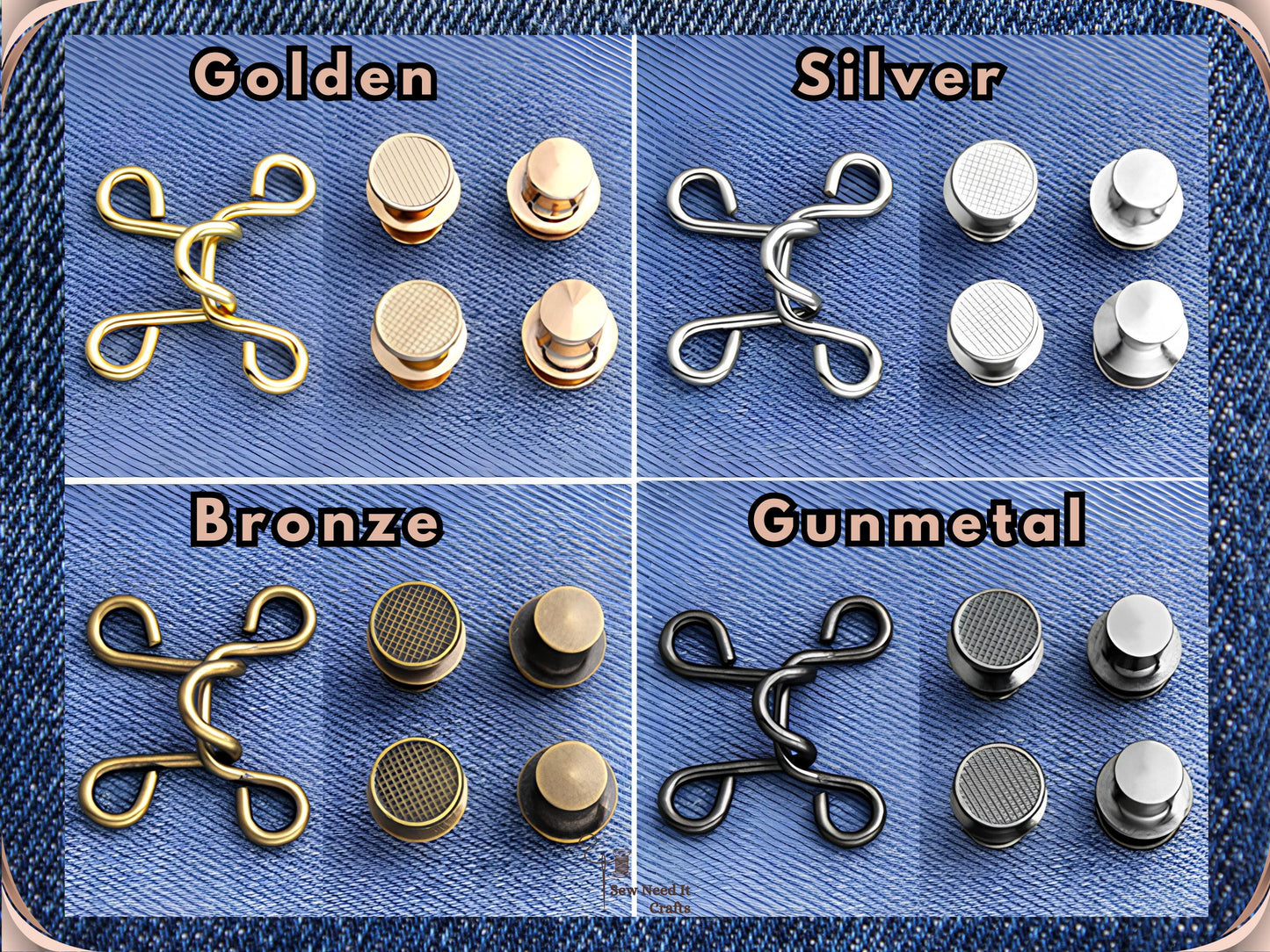 No Sew Waist Adjusters for Pants, Jeans Waist Tightener, Classic Button Design