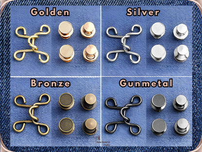 No Sew Waist Adjusters for Pants, Jeans Waist Tightener, Classic Button Design