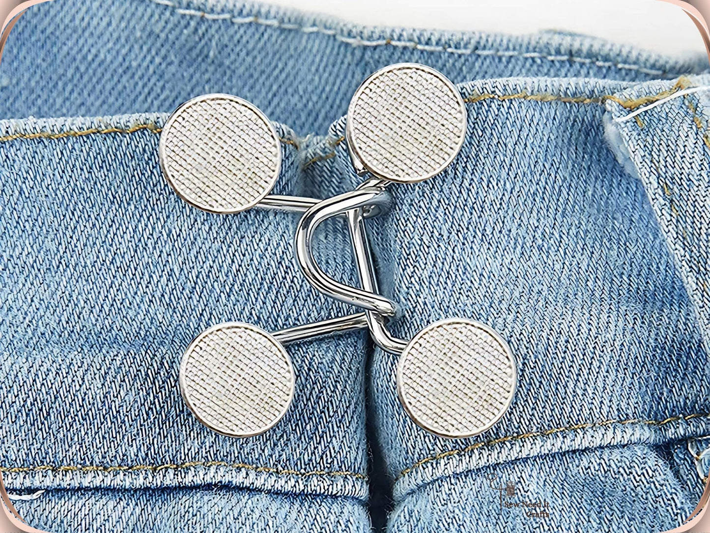 No Sew Waist Adjusters for Pants, Jeans Waist Tightener, Classic Button Design