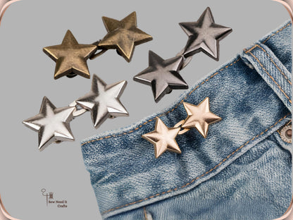 No Sew Waist Adjusters for Pants, Jeans Waist Tightener, Star Shape Design