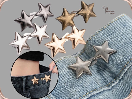 No Sew Waist Adjusters for Pants, Jeans Waist Tightener, Star Shape Design
