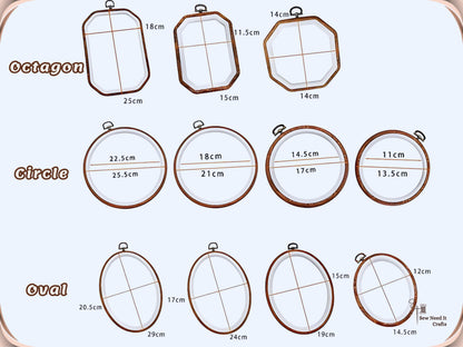 Faux Wood Embroidery Hoops, Imitation Wood Hoop, Circle, Octagon, Oval Embroidery Frame