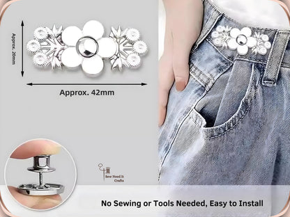 No Sew Waist Adjusters for Pants, Jeans Waist Tightener, Floral Pant Tightener