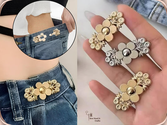 No Sew Waist Adjusters for Pants, Jeans Waist Tightener, Floral Pant Tightener