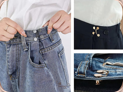 No Sew Waist Adjusters for Pants, Jeans Waist Tightener, Classic Button Design