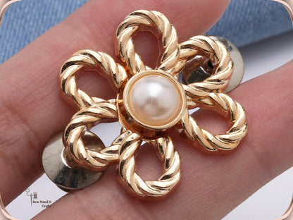 No Sew Waist Adjusters for Pants, Jeans Waist Tightener Pearl Flower Design