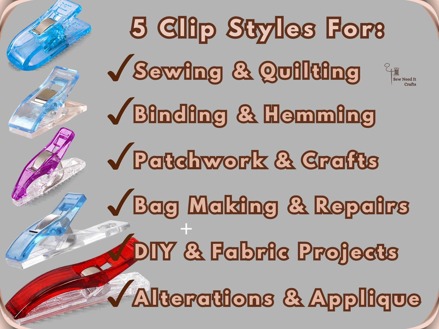 10-100 Pcs Multi-Style Sewing Clips for Sewing, Quilting & Binding Fabric Clips