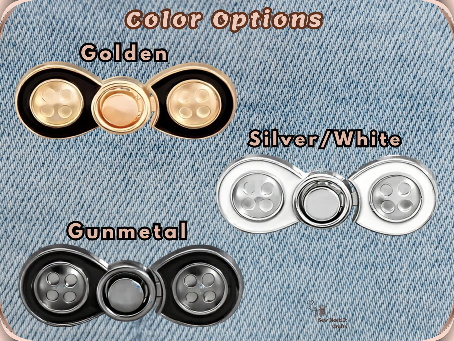 No Sew Waist Adjusters for Pants, Jeans Waist Tightener Bow Button Design