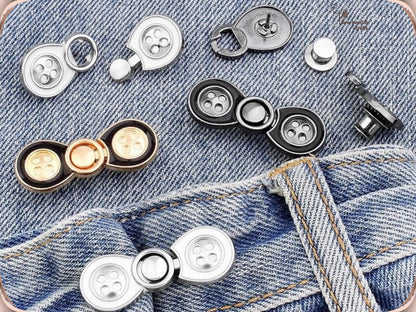 No Sew Waist Adjusters for Pants, Jeans Waist Tightener Bow Button Design