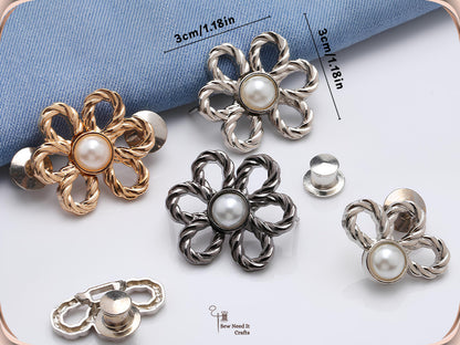 No Sew Waist Adjusters for Pants, Jeans Waist Tightener Pearl Flower Design