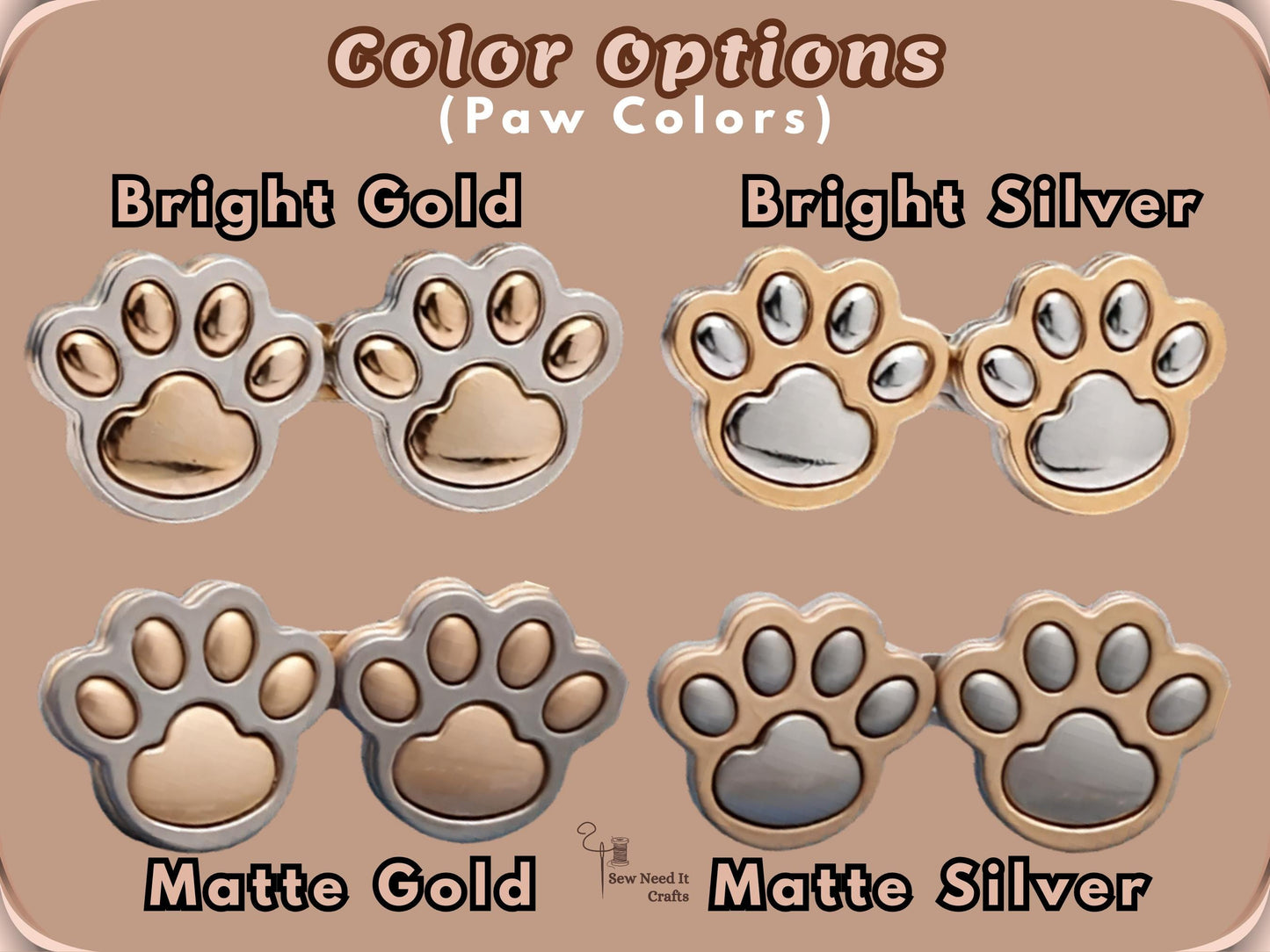 No Sew Waist Adjusters for Pants, Jeans Waist Tightener 3D Dog Paw, Cat Paw Design