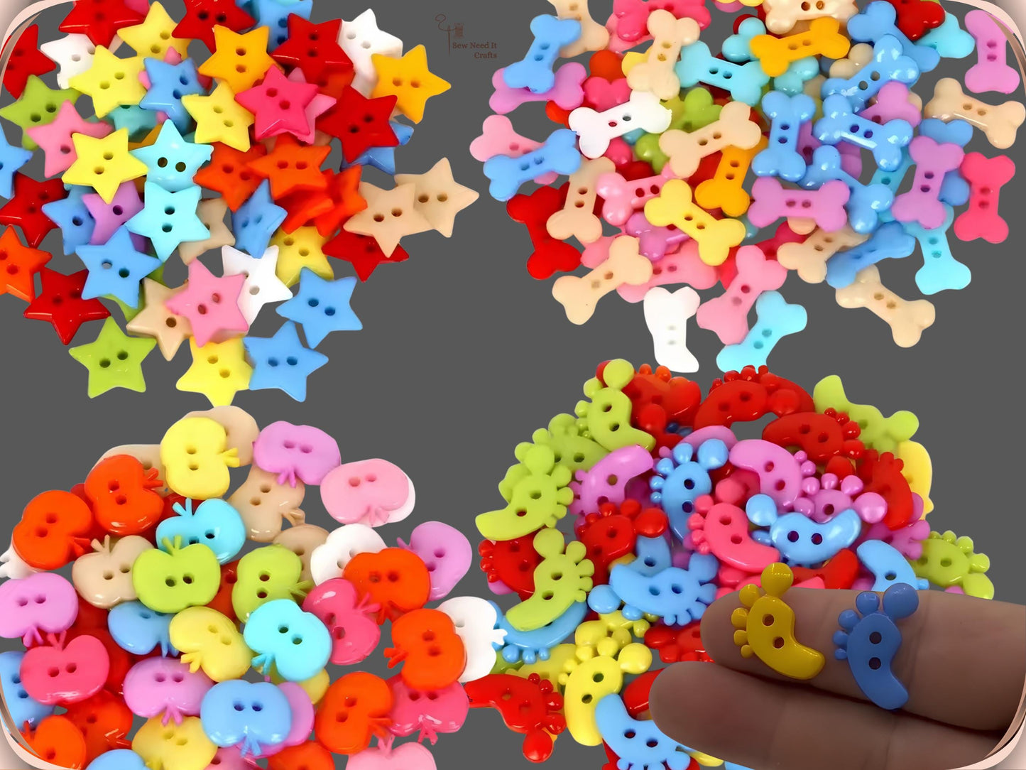 50 Pcs Novelty Sewing Buttons, Heart Shaped Buttons, Baby Buttons, Star Buttons, Flower Buttons, Apple Buttons, Daisy Buttons, Craft Buttons