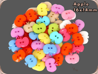 50 Pcs Novelty Sewing Buttons, Heart Shaped Buttons, Baby Buttons, Star Buttons, Flower Buttons, Apple Buttons, Daisy Buttons, Craft Buttons