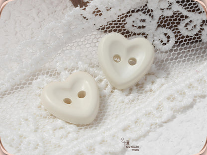 20 Pcs Macaron Heart Shaped Buttons for Sewing — Pastel Colors, 3 Sizes 12.5mm, 15mm, 18mm