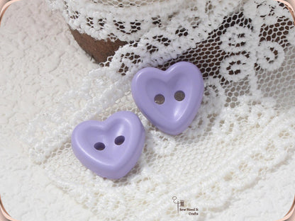 20 Pcs Macaron Heart Shaped Buttons for Sewing — Pastel Colors, 3 Sizes 12.5mm, 15mm, 18mm