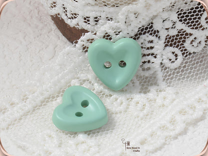 20 Pcs Macaron Heart Shaped Buttons for Sewing — Pastel Colors, 3 Sizes 12.5mm, 15mm, 18mm