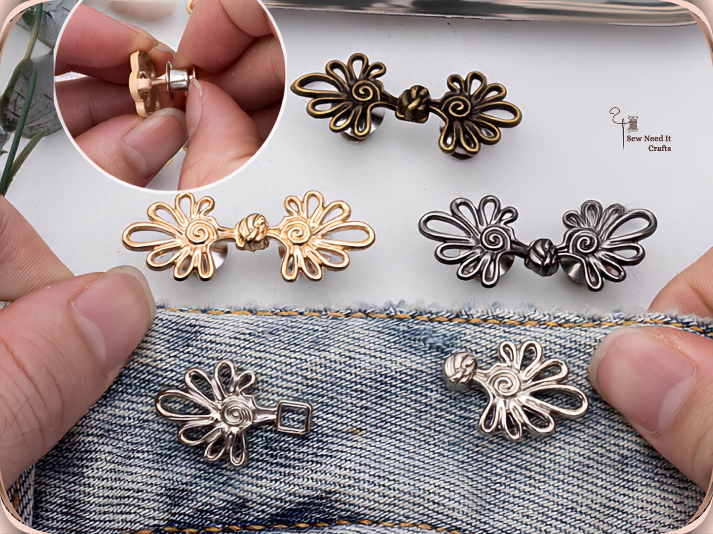Spiral Daisy Waist Cinch Clip - No-Sew Waistband Tightener