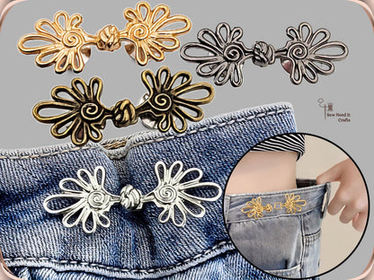 Spiral Daisy Waist Cinch Clip - No-Sew Waistband Tightener