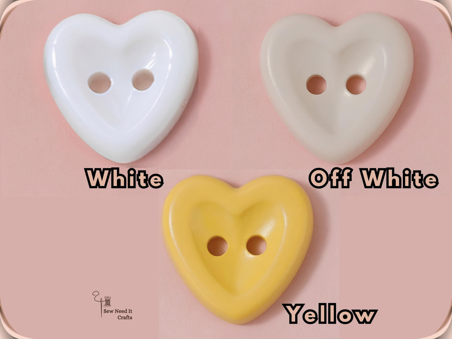 20 Pcs Macaron Heart Shaped Buttons for Sewing — Pastel Colors, 3 Sizes 12.5mm, 15mm, 18mm