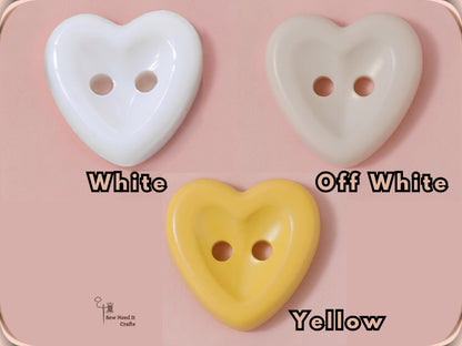 20 Pcs Macaron Heart Shaped Buttons for Sewing — Pastel Colors, 3 Sizes 12.5mm, 15mm, 18mm