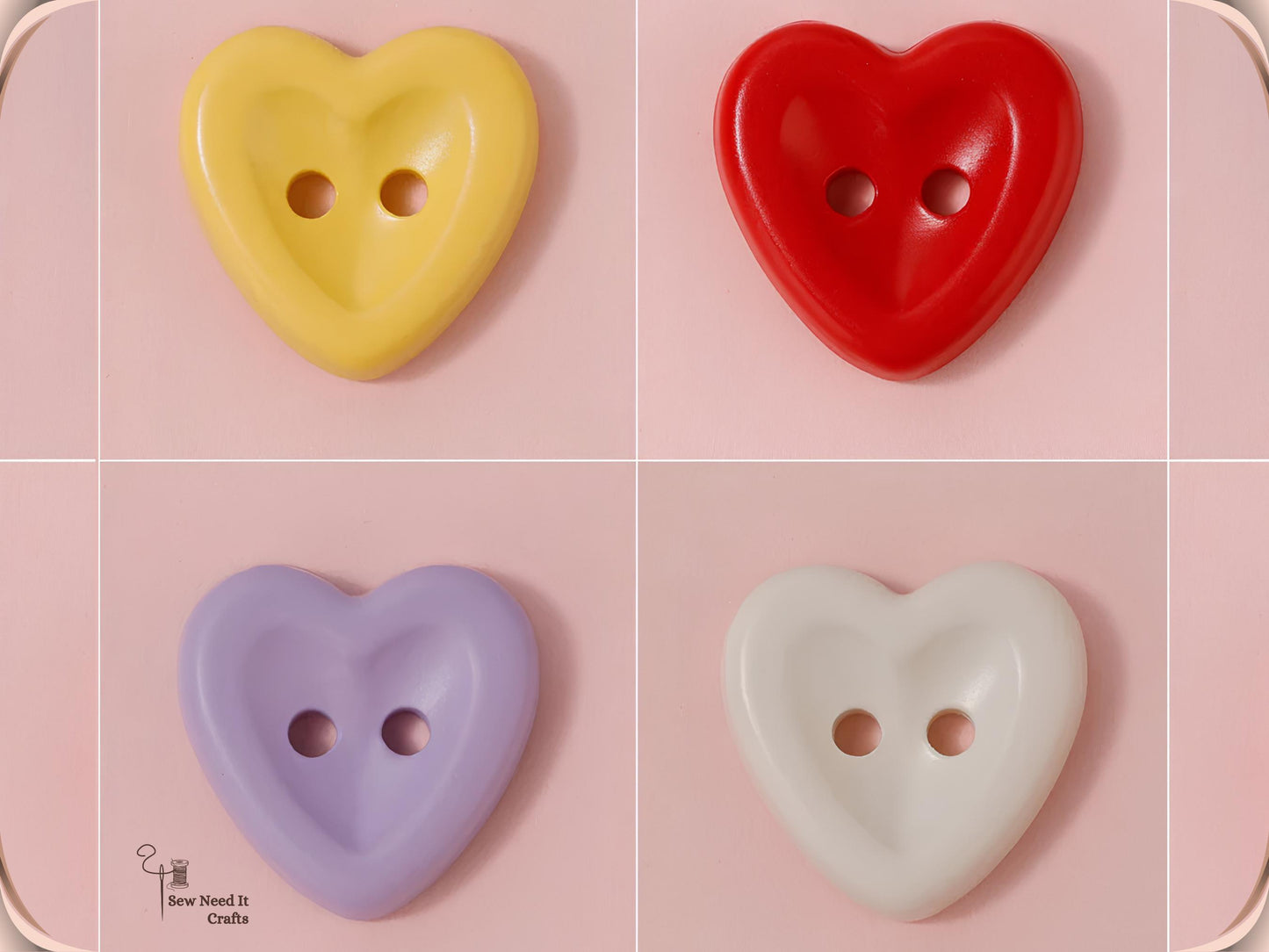 20 Pcs Macaron Heart Shaped Buttons for Sewing — Pastel Colors, 3 Sizes 12.5mm, 15mm, 18mm