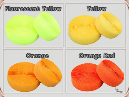 Sew-on hook and loop tape color options: Fluorescent Yellow, Yellow, Orange and Orange Red