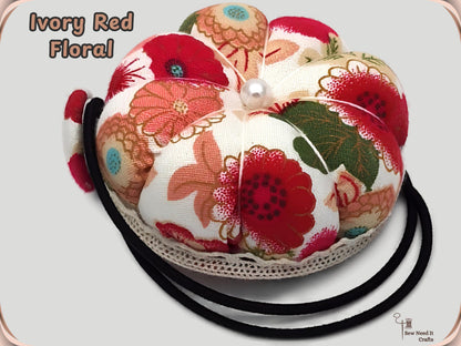 Floral Pin Cushion Wristband, Wrist Pin Cushion for Sewing, Floral Pincushion, Cute Pincushion, Beautiful Pincushions, Floral Pin Cushions