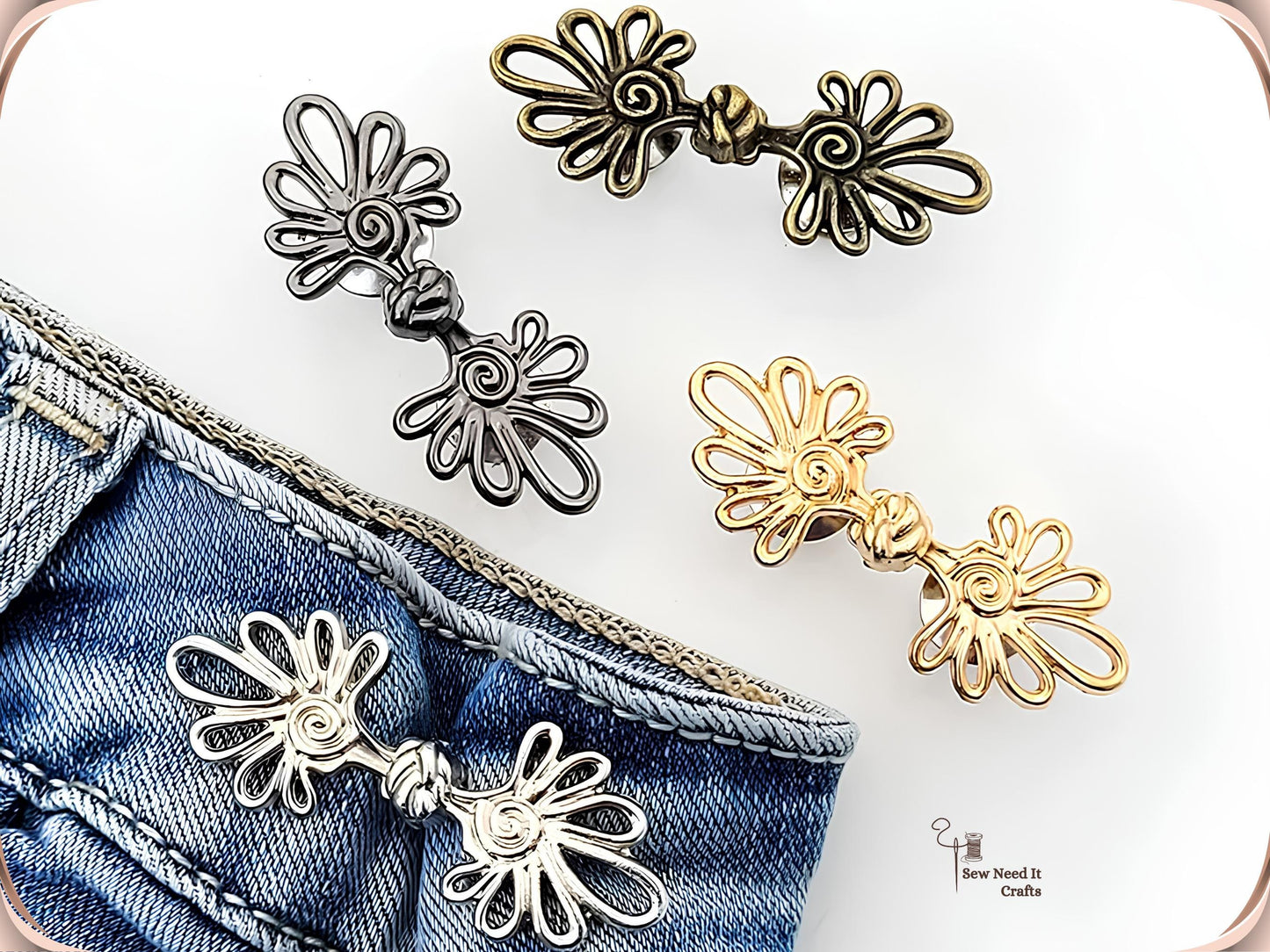 Spiral Daisy Waist Cinch Clip - No-Sew Waistband Tightener