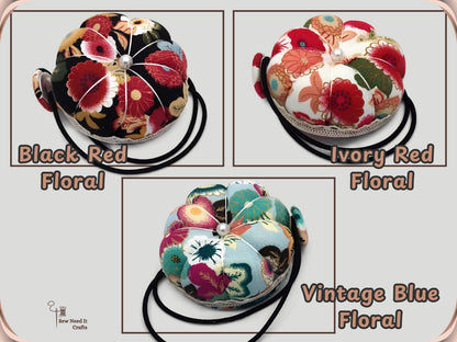 Floral Pin Cushion Wristband, Wrist Pin Cushion for Sewing, Floral Pincushion, Cute Pincushion, Beautiful Pincushions, Floral Pin Cushions