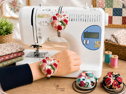 Floral Pin Cushion Wristband, Wrist Pin Cushion for Sewing, Floral Pincushion, Cute Pincushion, Beautiful Pincushions, Floral Pin Cushions